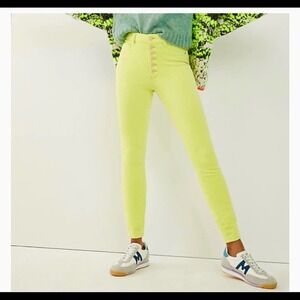 Pilcro Button-Fly corduroy Skinny Jeans in lime 29